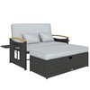 Poly Rattan Wicker Double Garden Sun Daybed With Storage Ottoman - Velmora