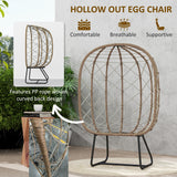 Poly Rattan Wicker Egg Chair With Thickened Cushion and Headrest - Velmora