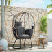 Poly Rattan Wicker Egg Chair With Thickened Cushion and Headrest - Velmora