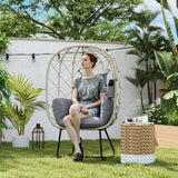 Poly Rattan Wicker Egg Chair With Thickened Cushion and Headrest - Velmora