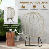 Poly Rattan Wicker Egg Chair With Thickened Cushion and Headrest - Velmora