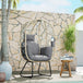 Poly Rattan Wicker Egg Chair With Thickened Cushion and Headrest - Velmora