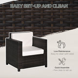 Poly Rattan Wicker Garden Armchair With 10 cm Thickened Cushion - Velmora