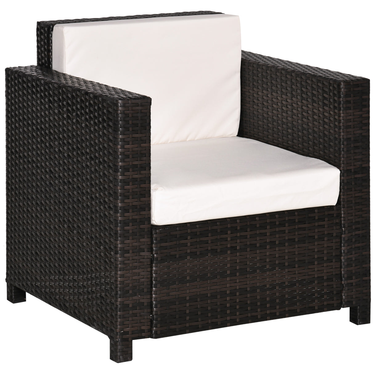 Poly Rattan Wicker Garden Armchair With 10 cm Thickened Cushion - Velmora