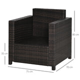 Poly Rattan Wicker Garden Armchair With 10 cm Thickened Cushion - Velmora