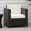 Poly Rattan Wicker Garden Armchair With 10 cm Thickened Cushion - Velmora