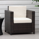 Poly Rattan Wicker Garden Armchair With 10 cm Thickened Cushion - Velmora