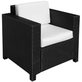 Poly Rattan Wicker Garden Armchair With 10 cm Thickened Cushion - Velmora