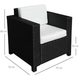 Poly Rattan Wicker Garden Armchair With 10 cm Thickened Cushion - Velmora