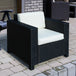 Poly Rattan Wicker Garden Armchair With 10 cm Thickened Cushion - Velmora