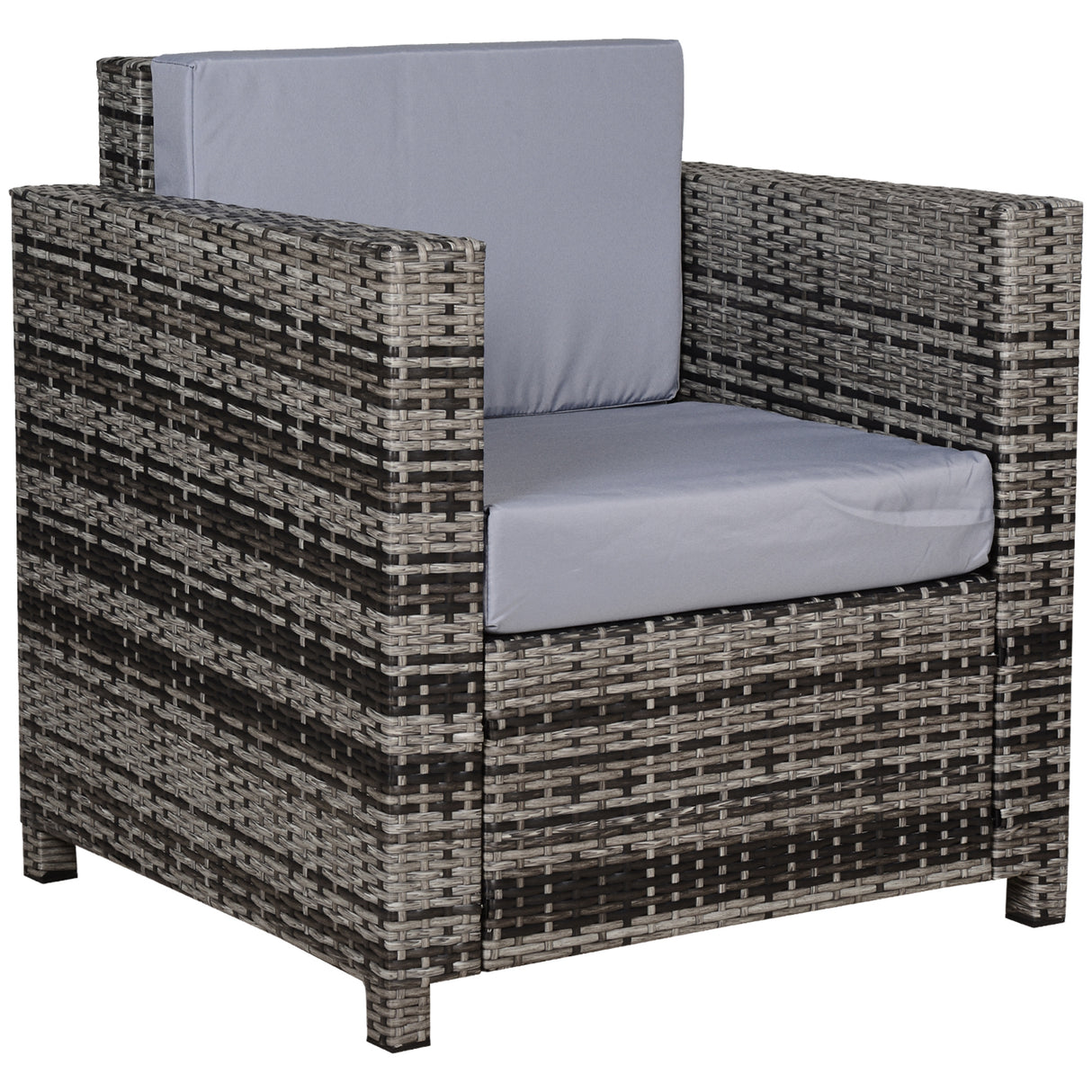 Poly Rattan Wicker Garden Armchair With 10 cm Thickened Cushion - Velmora