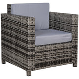 Poly Rattan Wicker Garden Armchair With 10 cm Thickened Cushion - Velmora