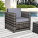 Poly Rattan Wicker Garden Armchair With 10 cm Thickened Cushion - Velmora