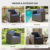 Poly Rattan Wicker Garden Armchair With 10 cm Thickened Cushion - Velmora