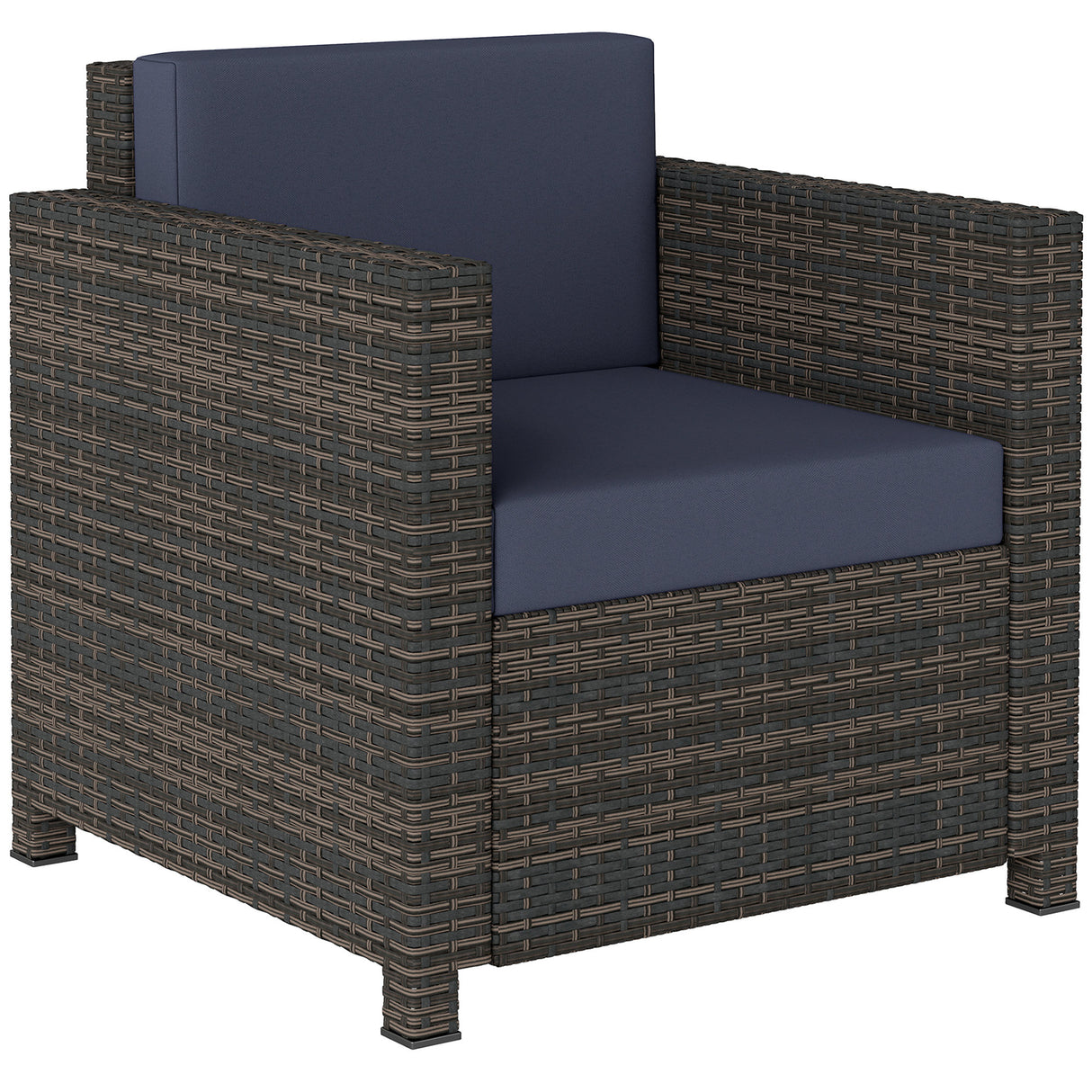 Poly Rattan Wicker Garden Armchair With 10 cm Thickened Cushion - Velmora