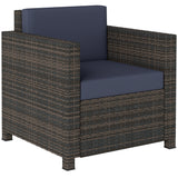 Poly Rattan Wicker Garden Armchair With 10 cm Thickened Cushion - Velmora