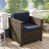 Poly Rattan Wicker Garden Armchair With 10 cm Thickened Cushion - Velmora