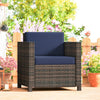 Poly Rattan Wicker Garden Armchair With 10 cm Thickened Cushion - Velmora