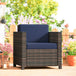 Poly Rattan Wicker Garden Armchair With 10 cm Thickened Cushion - Velmora