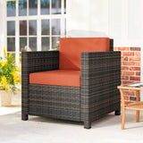 Poly Rattan Wicker Garden Armchair With 10 cm Thickened Cushion - Velmora