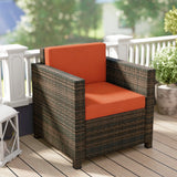 Poly Rattan Wicker Garden Armchair With 10 cm Thickened Cushion - Velmora
