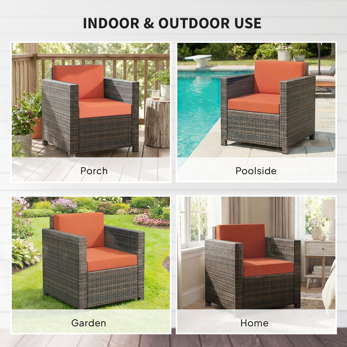 Poly Rattan Wicker Garden Armchair With 10 cm Thickened Cushion - Velmora