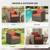 Poly Rattan Wicker Garden Armchair With 10 cm Thickened Cushion - Velmora