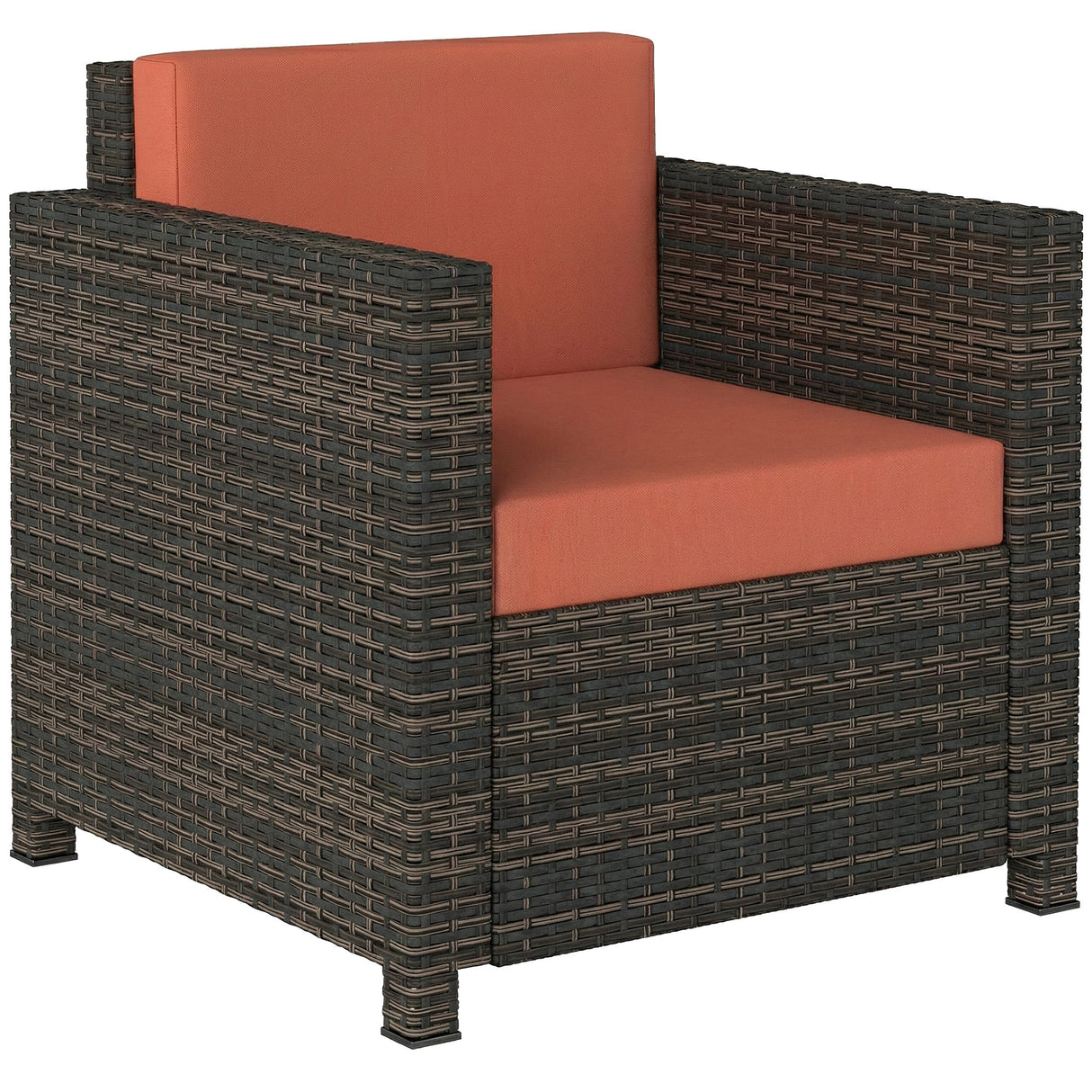 Poly Rattan Wicker Garden Armchair With 10 cm Thickened Cushion - Velmora