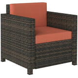 Poly Rattan Wicker Garden Armchair With 10 cm Thickened Cushion - Velmora