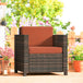 Poly Rattan Wicker Garden Armchair With 10 cm Thickened Cushion - Velmora