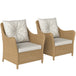 Poly Rattan Wicker Garden Armchairs in Set of 2 With Cushions - Velmora