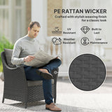 Poly Rattan Wicker Garden Armchairs in Set of 2 With Cushions - Velmora