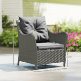 Poly Rattan Wicker Garden Armchairs in Set of 2 With Cushions - Velmora