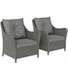 Poly Rattan Wicker Garden Armchairs in Set of 2 With Cushions - Velmora