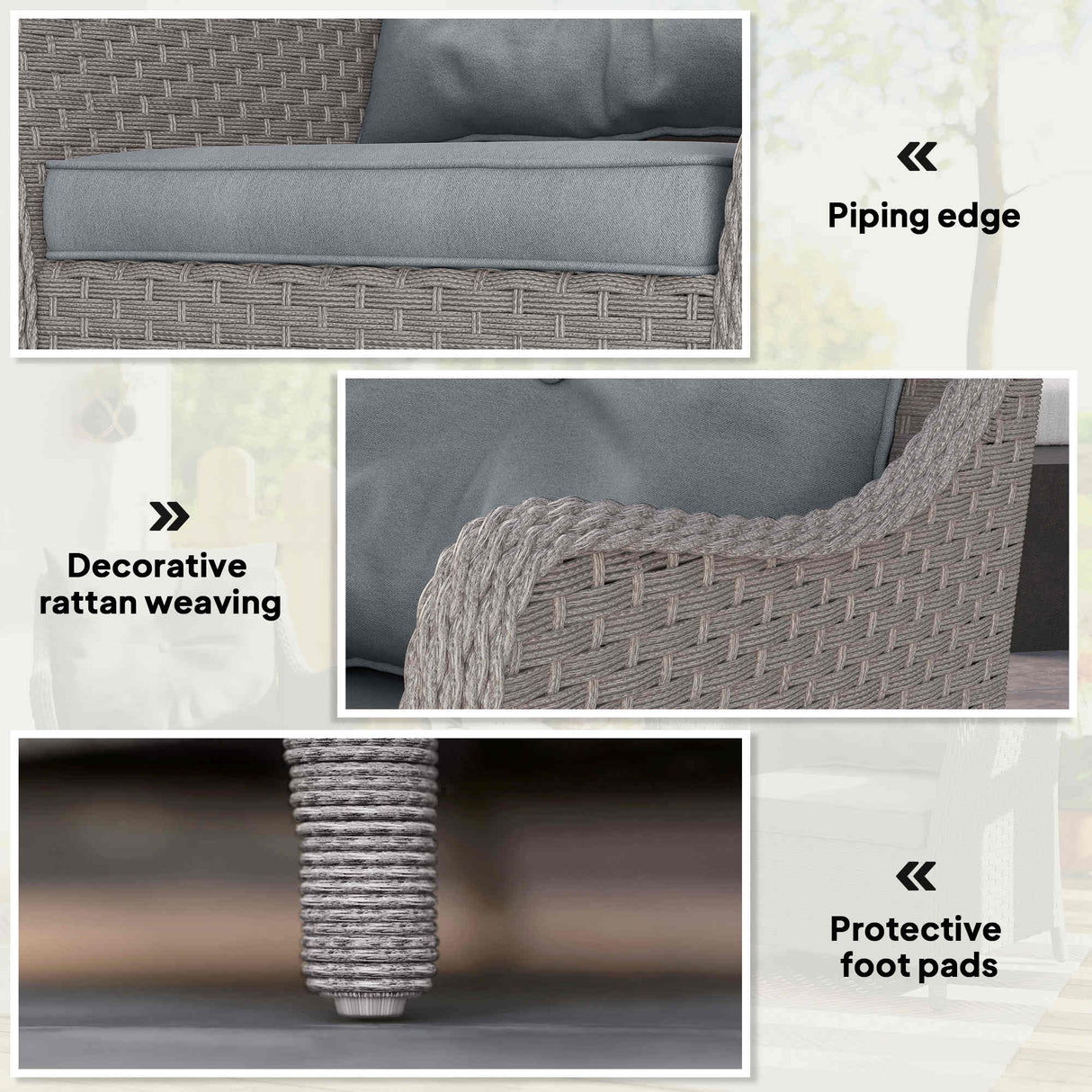 Poly Rattan Wicker Garden Armchairs in Set of 2 With Cushions - Velmora