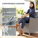 Poly Rattan Wicker Garden Armchairs in Set of 2 With Cushions - Velmora