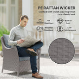 Poly Rattan Wicker Garden Armchairs in Set of 2 With Cushions - Velmora