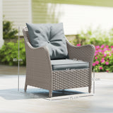 Poly Rattan Wicker Garden Armchairs in Set of 2 With Cushions - Velmora