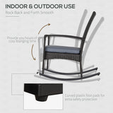 Poly Rattan Wicker Garden Rocking Armchair With Cushion - Velmora