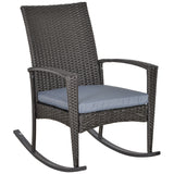 Poly Rattan Wicker Garden Rocking Armchair With Cushion - Velmora