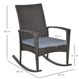 Poly Rattan Wicker Garden Rocking Armchair With Cushion - Velmora