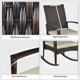 Poly Rattan Wicker Garden Rocking Armchair With Cushion - Velmora