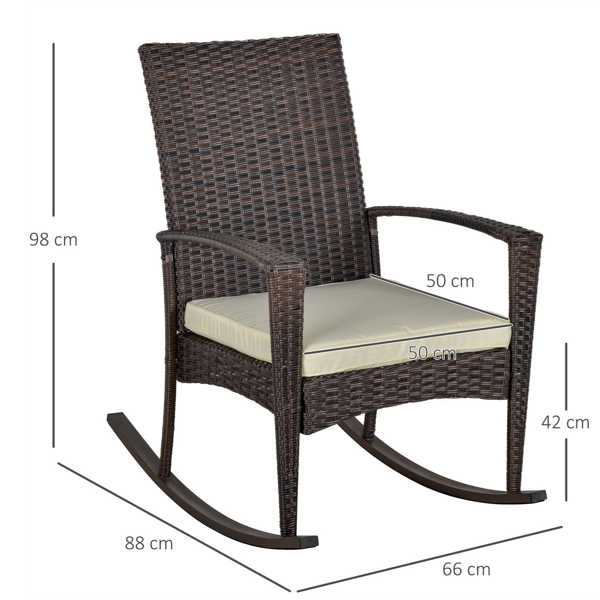 Poly Rattan Wicker Garden Rocking Armchair With Cushion - Velmora
