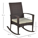 Poly Rattan Wicker Garden Rocking Armchair With Cushion - Velmora