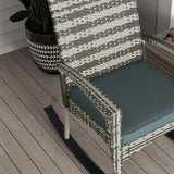 Poly Rattan Wicker Garden Rocking Armchair With Cushion - Velmora