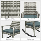 Poly Rattan Wicker Garden Rocking Armchair With Cushion - Velmora