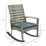 Poly Rattan Wicker Garden Rocking Armchair With Cushion - Velmora