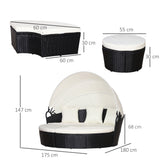 Poly Rattan Wicker Garden Sofa Set Round Daybed With Retractable Canopy - Velmora