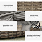Poly Rattan Wicker Garden Sofa Set Round Daybed With Retractable Canopy - Velmora