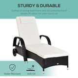 Poly Rattan Wicker Recliner Garden Sun Lounger With Adjustable Headrest - Velmora